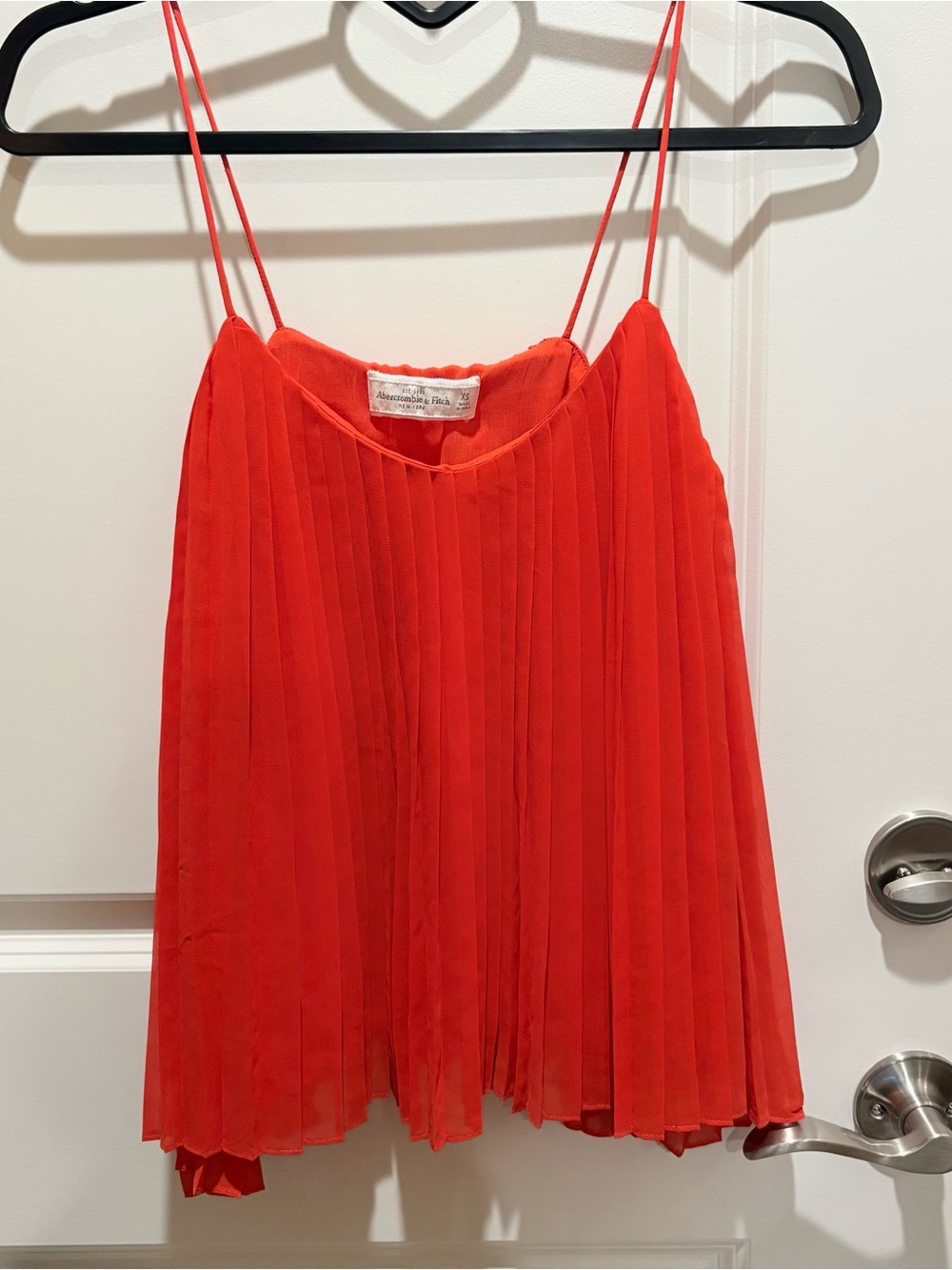 Abercrombie & Fitch Pleated Orange-Red Spaghetti-Strap Camisole